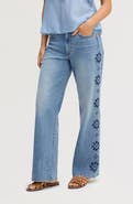 Sam Edelman Embroidered Eyelet Wide Leg Jeans