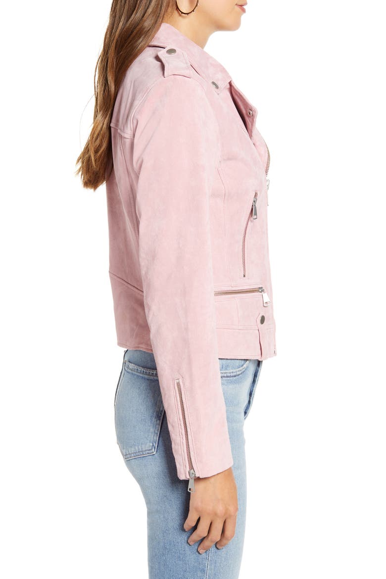 Suede Moto Jacket, Alternate, color, BLUSH