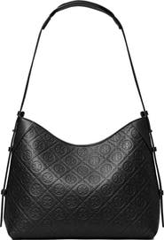 Tory Burch T Monogram Pebble Leather Messenger Bag