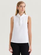 Misook Short Tie-Neck Sleeveless Blouse