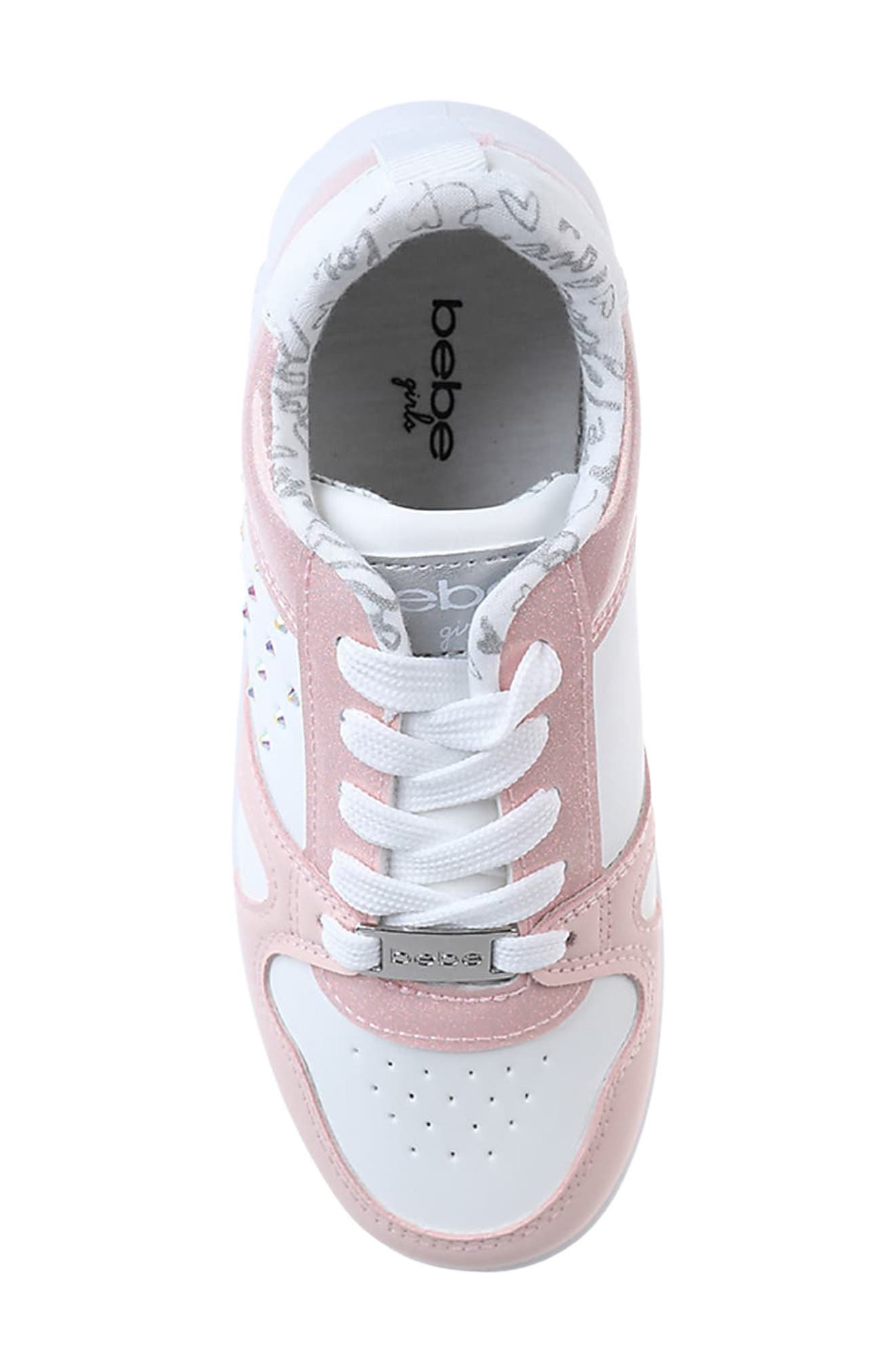bebe Kids' Rhinestone Court Sneaker, Alternate, color, 