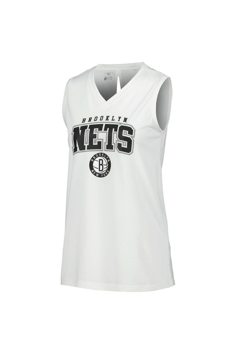 Women's Levelwear White Brooklyn Nets Paisley Peekaboo Tank Top, Alternate, color, White
