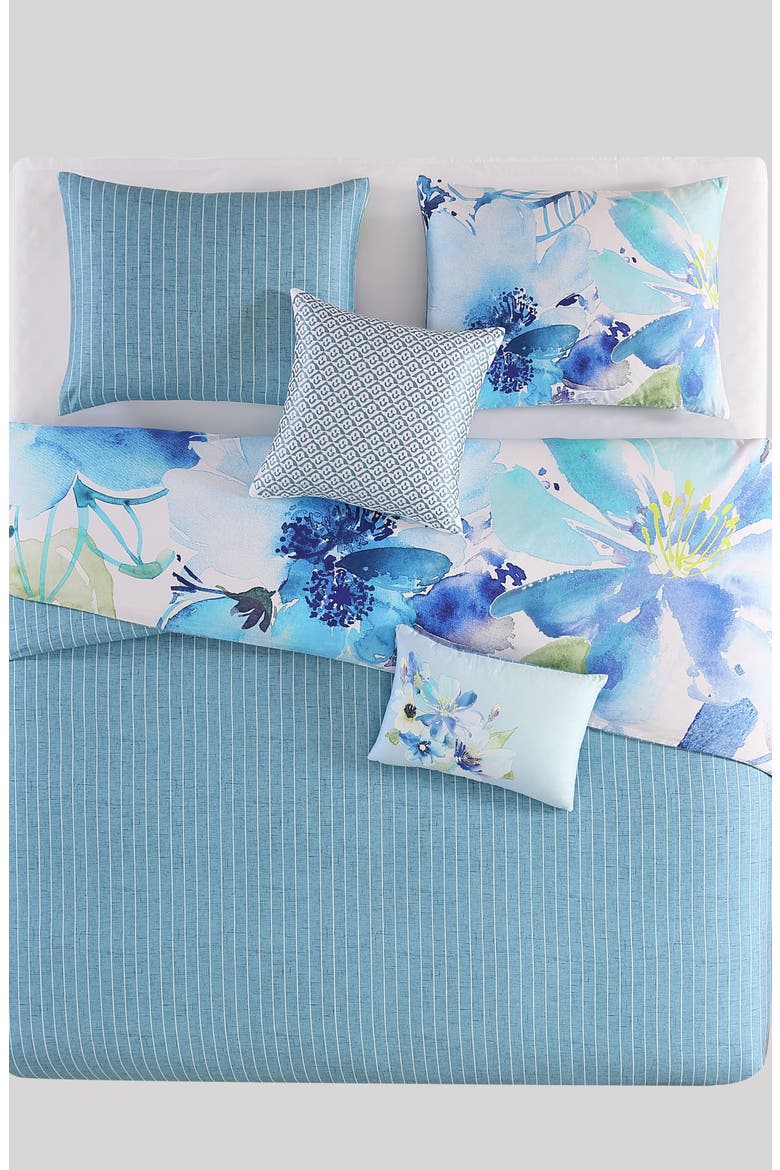 Watercolor 5-Piece Reversible Comforter Set, Alternate, color, BLUE