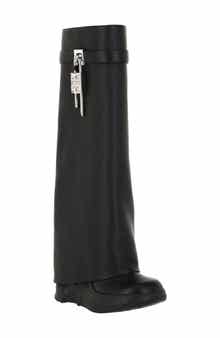 Shark Lock Pant Shaft Leather Biker Boot