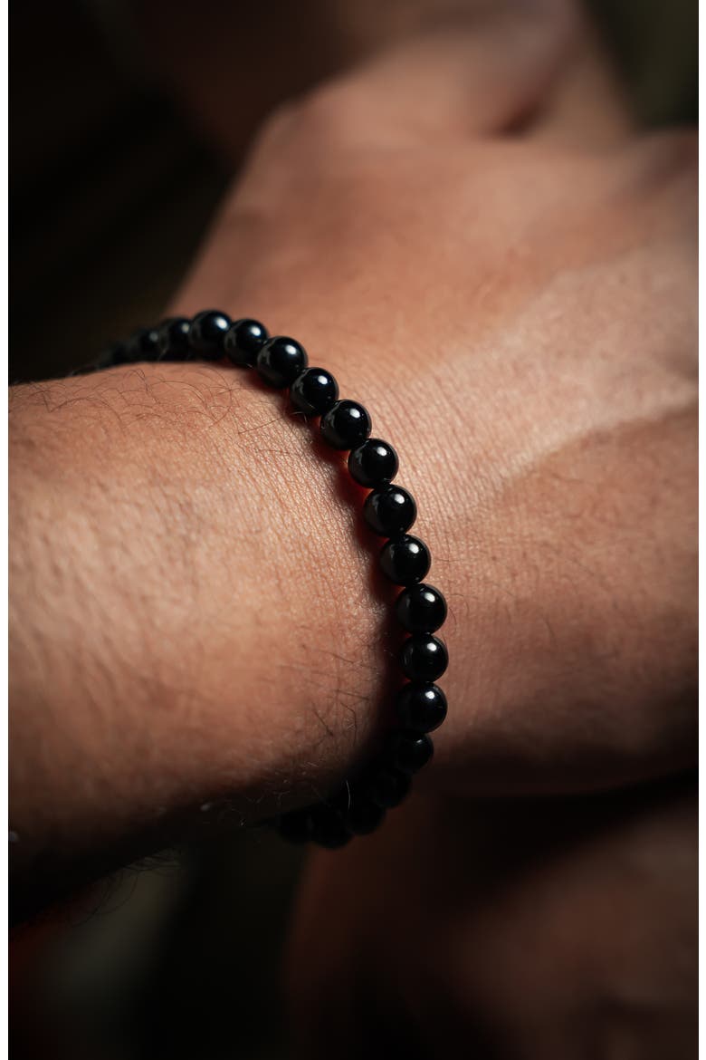 Men's Stone Bead Bracelet, Alternate, color, BLACK