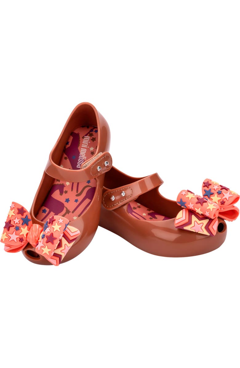 Mini Melissa Kids' Ultragirl Wonderland Mary Jane Flat, Alternate, color, Brown/ Orange