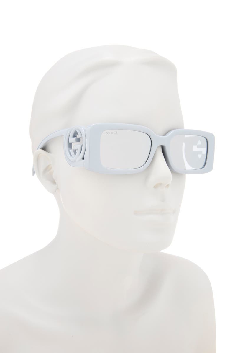 Gucci 54mm Polarized Square Sunglasses, Alternate, color, Silver Silver Silver