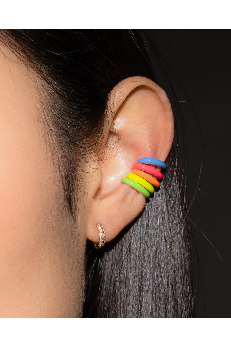 The Neon Enamel Ear Cuff Set, Alternate, color, Neon Multi
