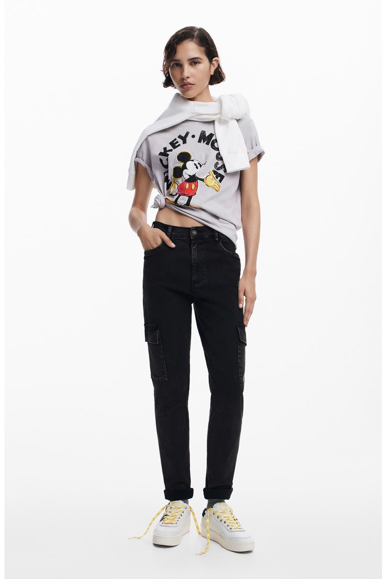 Mickey Mouse Striped Ringer Graphic T-Shirt, Alternate, color, NEUTRAL GRAY