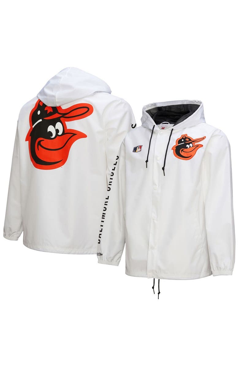 Mitchell & Ness Men's Mitchell & Ness White Baltimore Orioles Vintage Full-Snap Hooded Coaches Jacket, Main, color, White