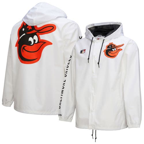 Mitchell & Ness White Baltimore Orioles Vintage Full-snap Hooded Coaches Jacket
