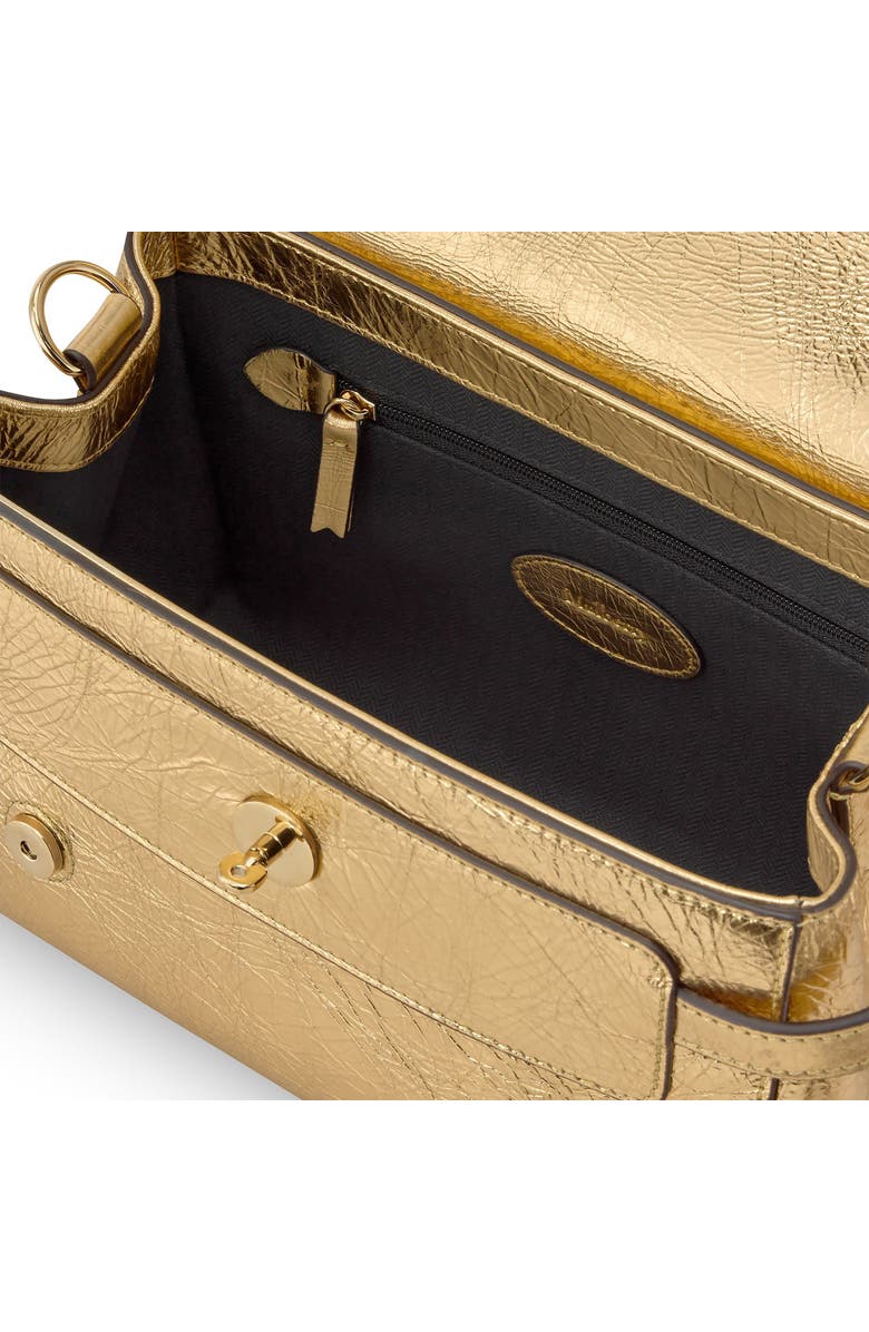 Mulberry Mini Alexa Metallic Leather Satchel, Alternate, color, Somerset Gold