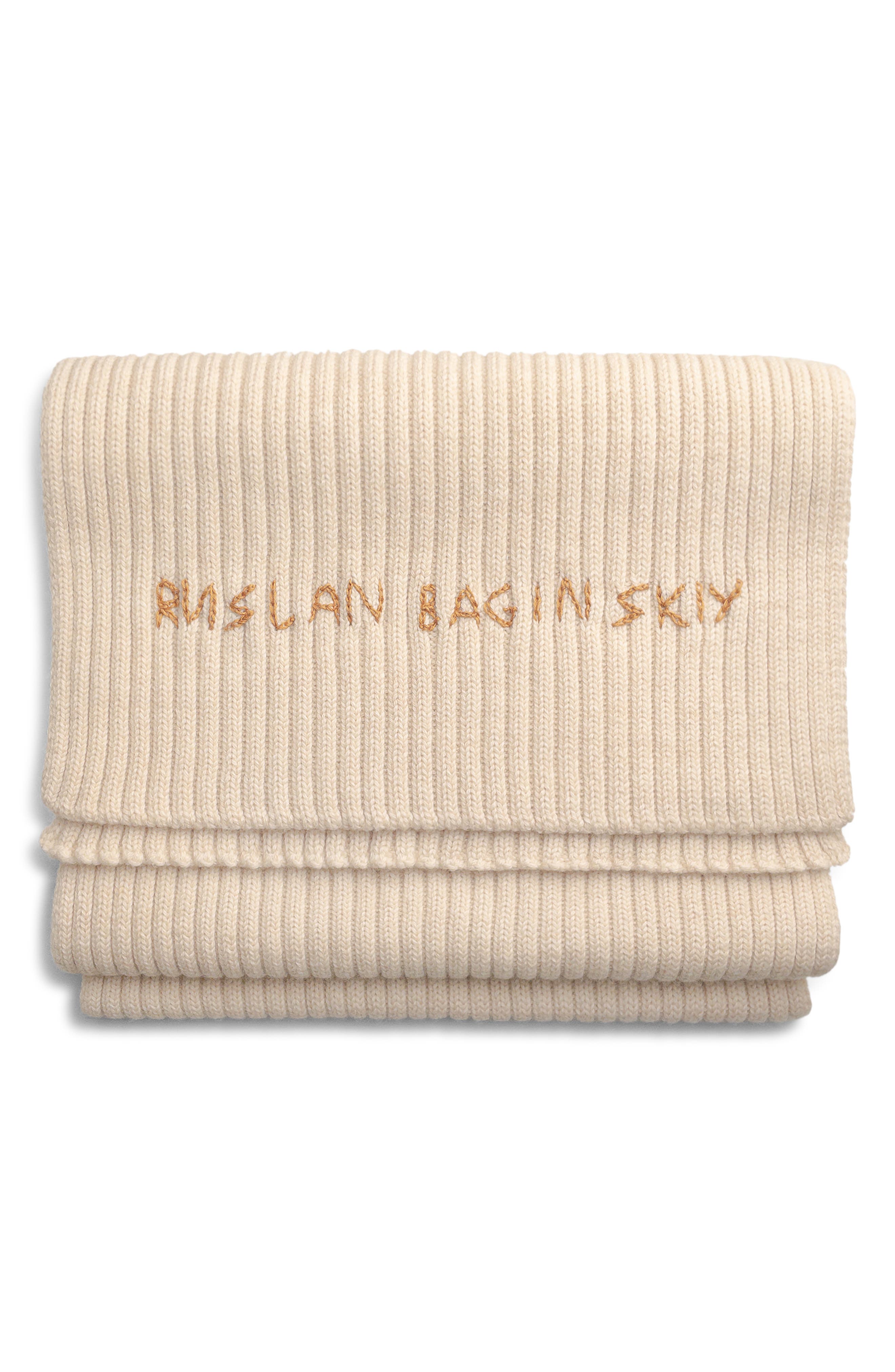 Ruslan Baginskiy Monogram Embroidered Merino Wool Scarf