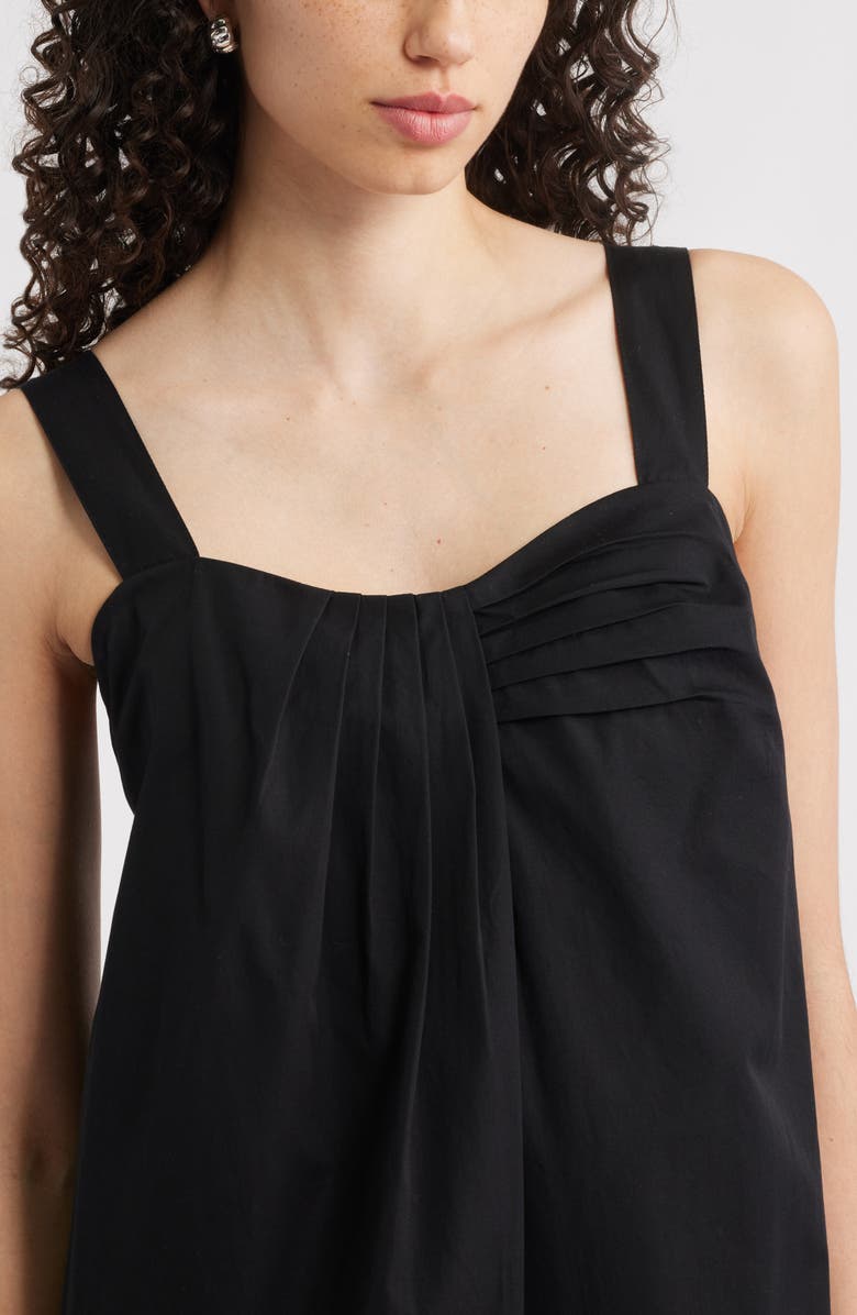 Nordstrom Pleated Sleeveless Poplin Maxi Dress, Alternate, color, Black