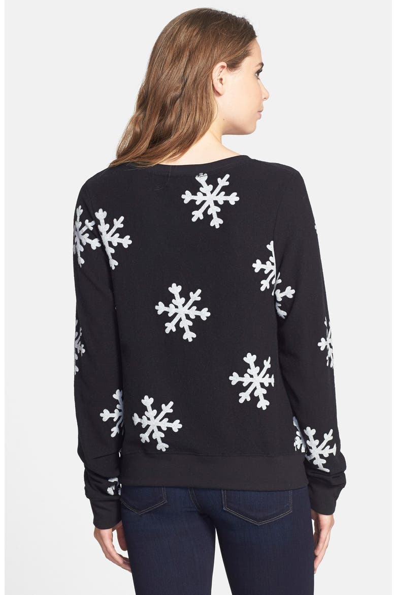 'Snowflake' Baggy Beach Jumper Pullover, Alternate, color, JET BLACK