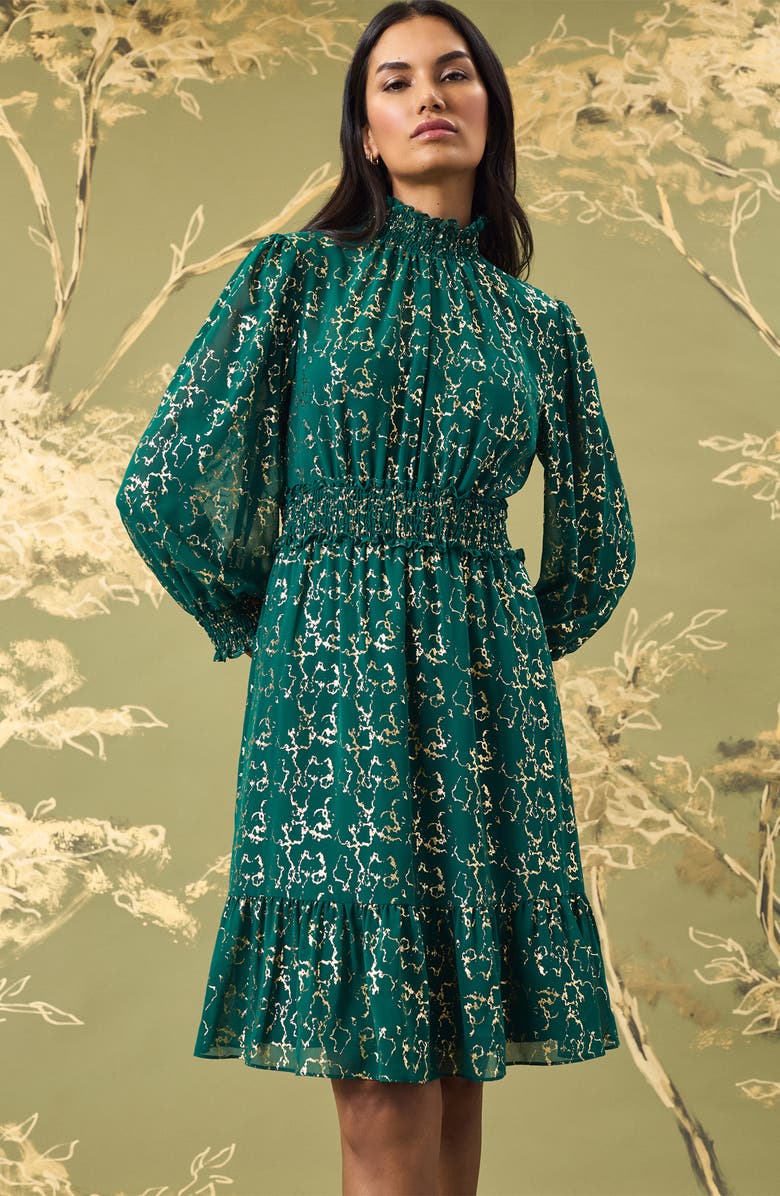 Maggy London Metallic Print Long Sleeve Dress, Alternate, color,