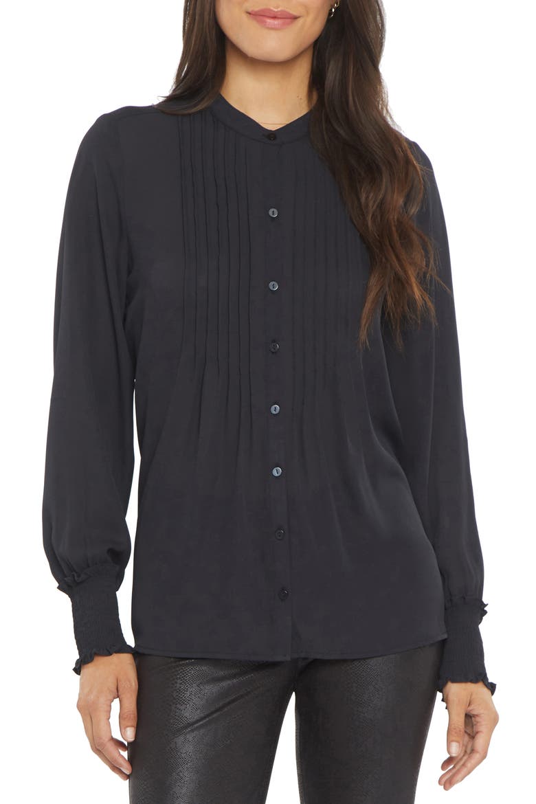 Pleated Peasant Blouse, Main, color, BLACK