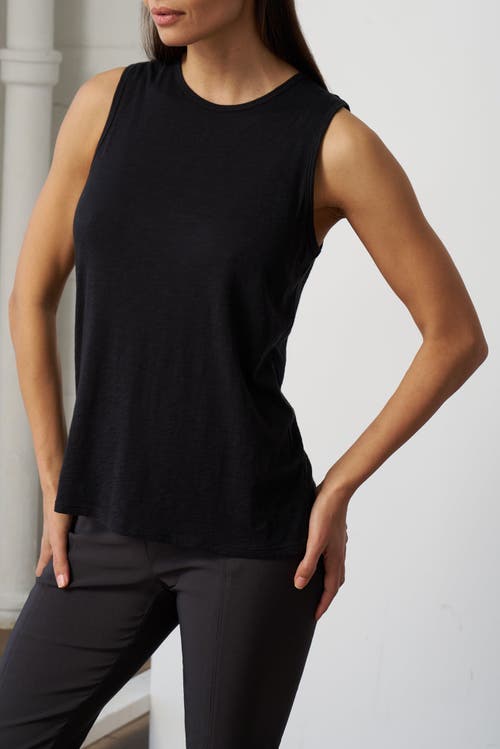 Franne Golde Slub Jersey Sleeveless Crewneck Tee