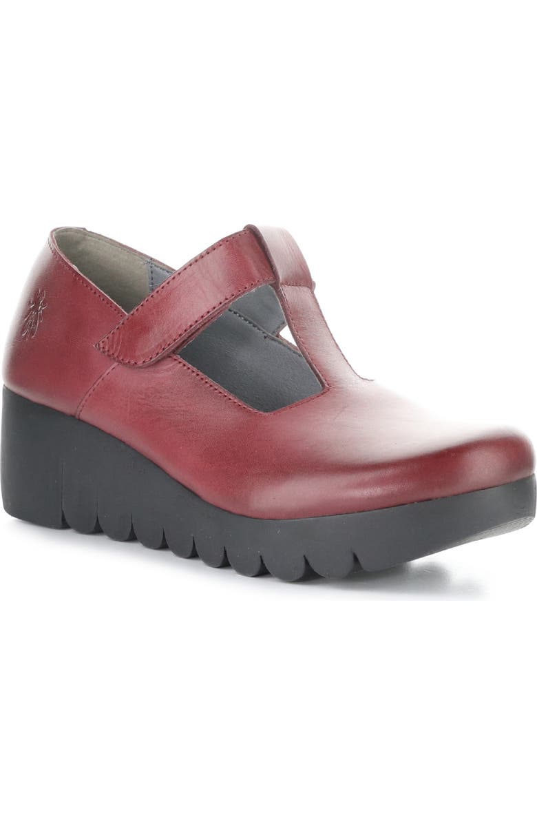 Fly London Veka T-Strap Platform Wedge Pump, Main, color, 002 Burgundy