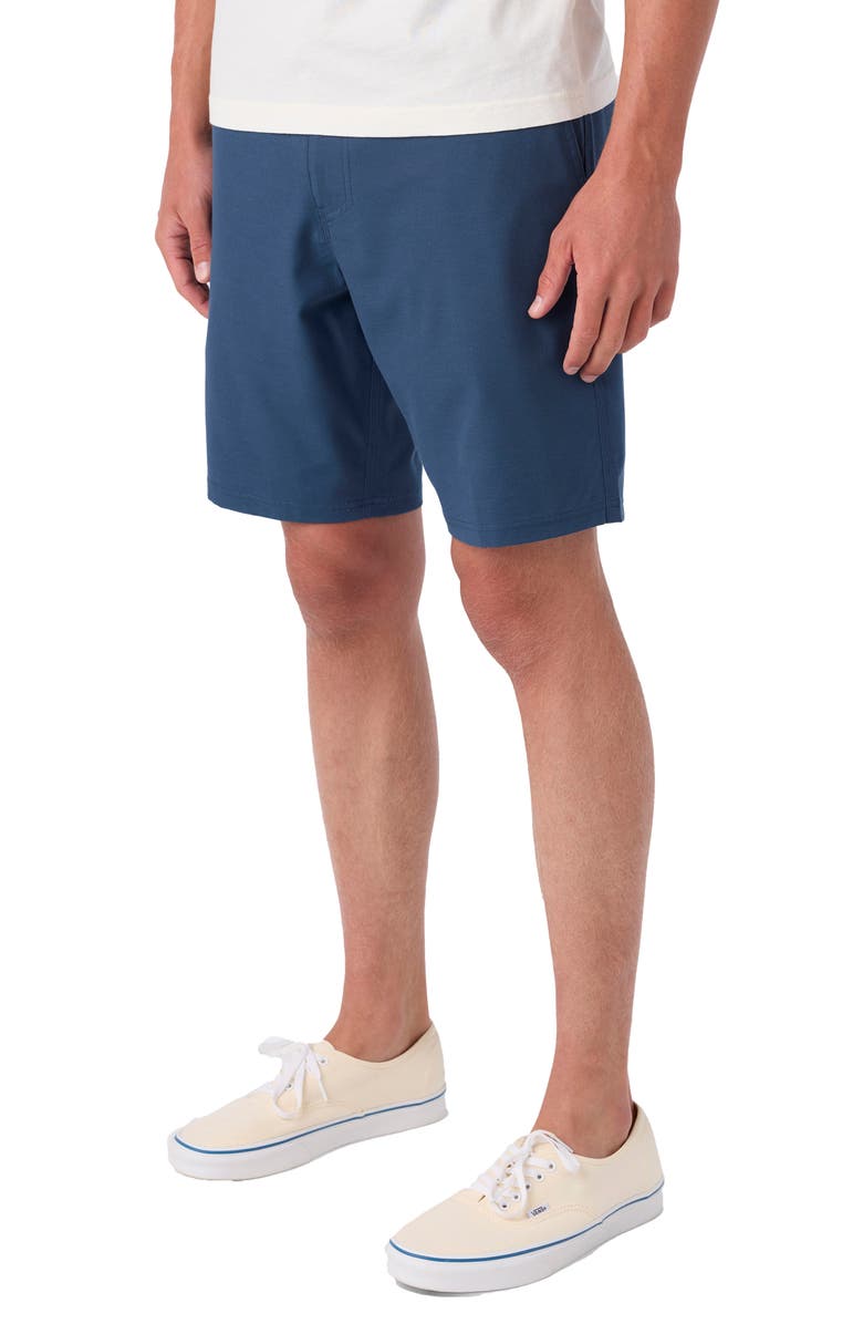 O'Neill Reserve Light Check 19-Inch Water Resistant Hybrid Shorts, Alternate, color, Navy