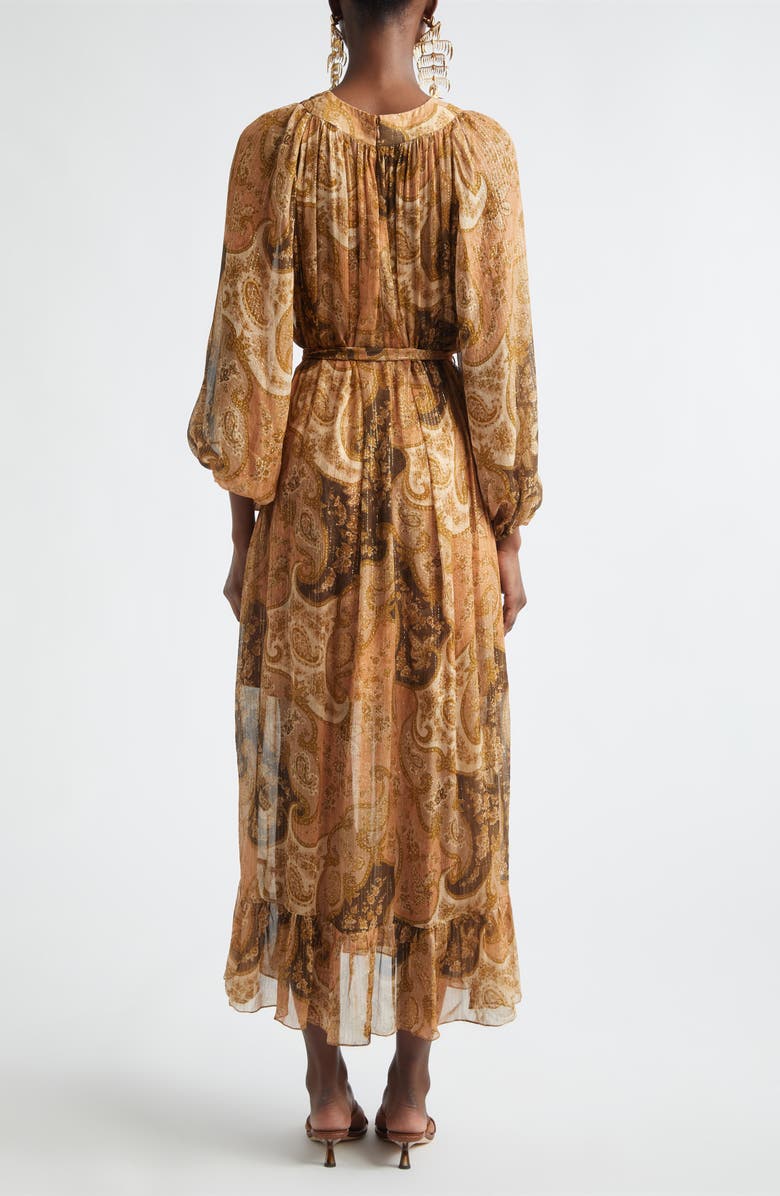 Zimmermann Kindred Spirit Carousel Long Sleeve Batwing Silk Blend Midi Dress, Alternate, color, Biscuit Paisley