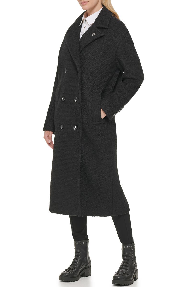 KARL LAGERFELD PARIS Double Breasted Long Wool Blend Coat, Alternate, color,