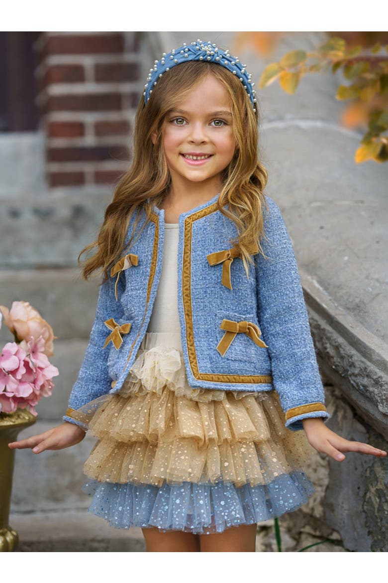 Hello Darling Tweed Jacket And Tulle Skirt(Toddler, Little Kid & Big Kid), Alternate, color, Blue