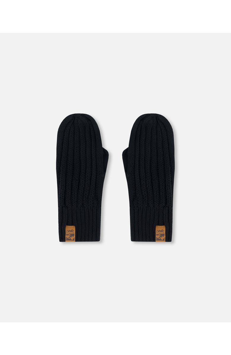 Deux par Deux Kids Unisex Knit Mittens Black, Main, color, 