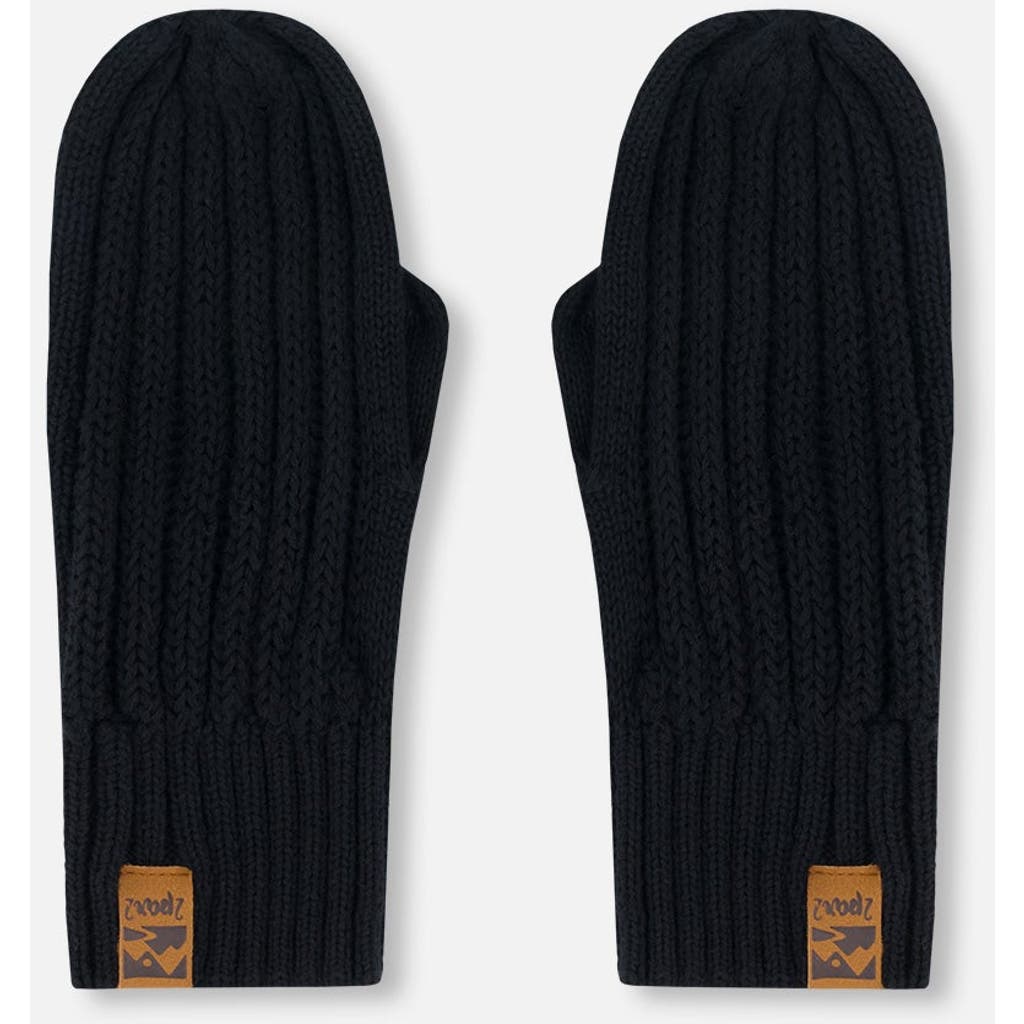 Deux Par Deux Kids Unisex Knit Mittens Black In Black