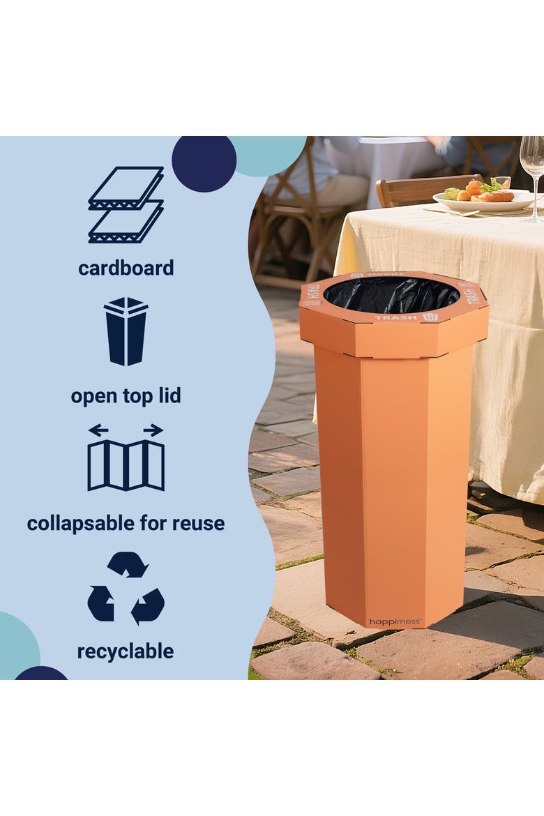 Fleur Traditional Classic Disposable Corrugated Cardboard Event Trash Can and Recycling Bin, Alternate, color, Carrot Cake
