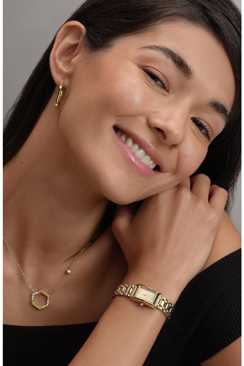 Mini Grove Rectangular Bracelet Watch, 16mm, Alternate, color, GOLD