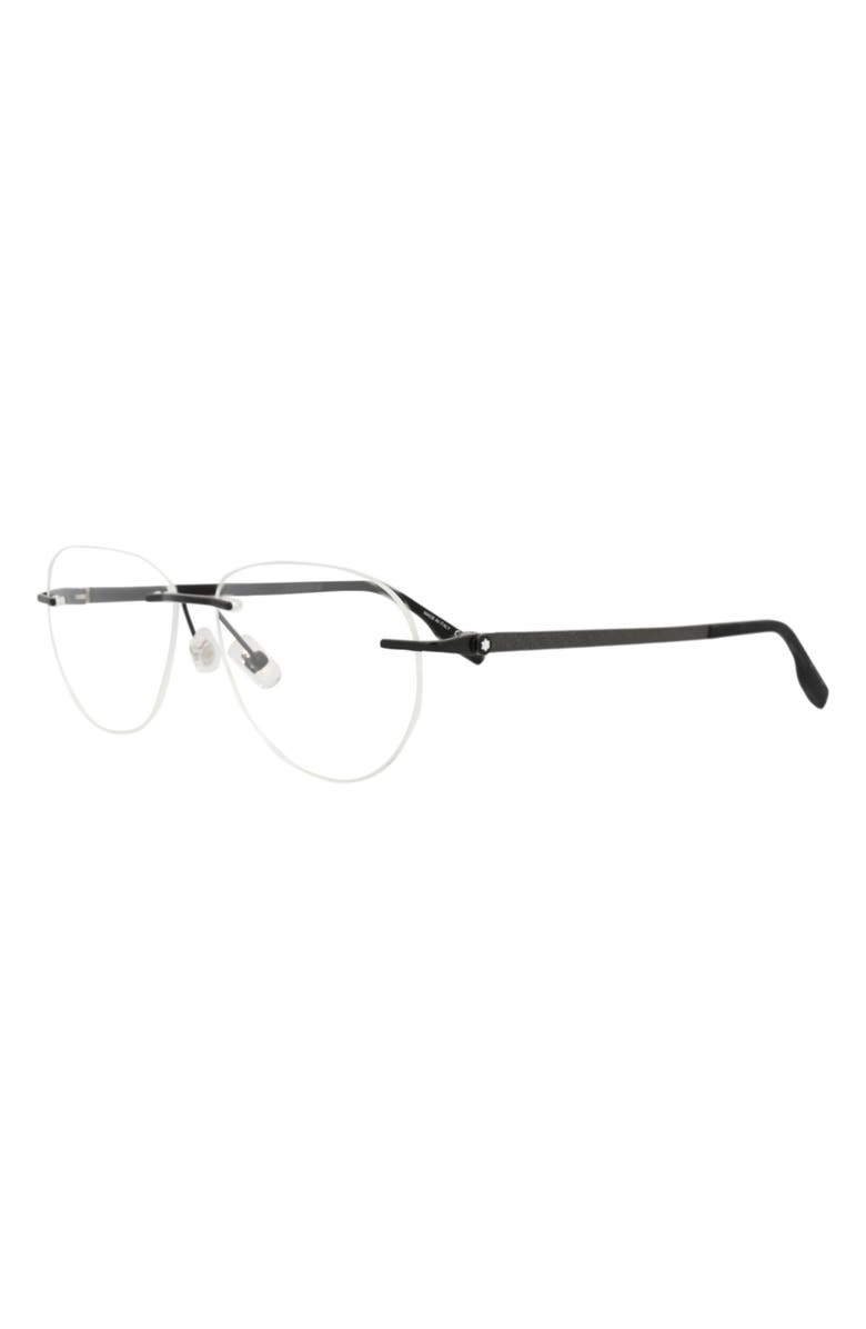 Montblanc 56mm Rimless Square Optical Glasses, Alternate, color, Black Transparent