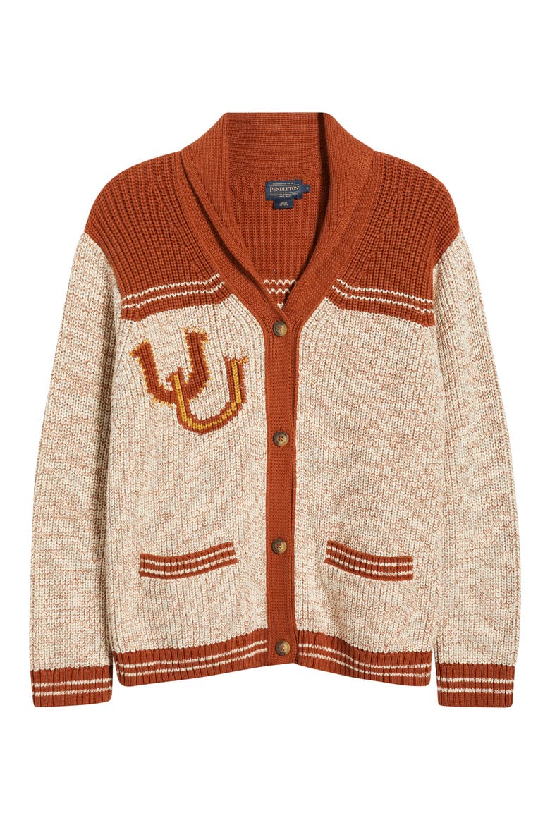 Heritage Cardigan, Alternate, color, ECRU HEATHER/ COPPER