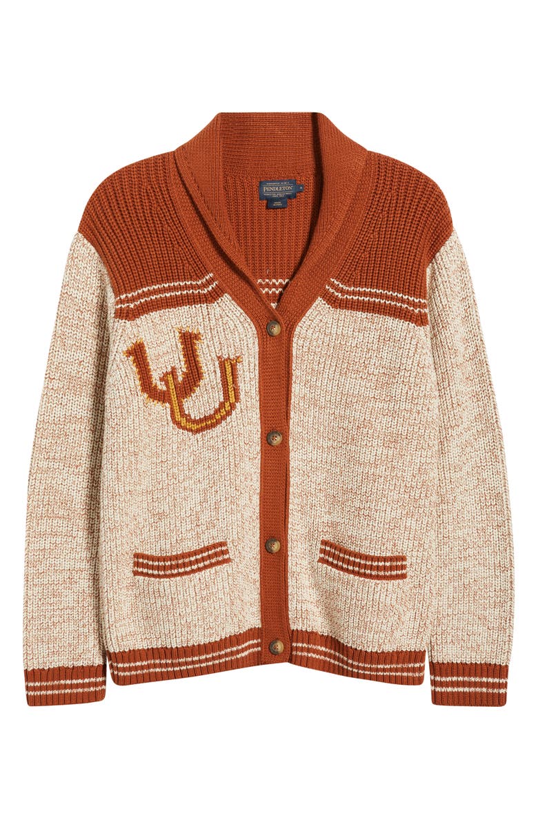 Pendleton Heritage Cardigan, Alternate, color, Ecru Heather/ Copper