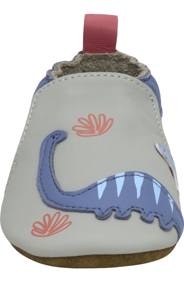 Robeez<sup>®</sup> Dino Pals Leather Crib Shoes, Alternate, color, Grey