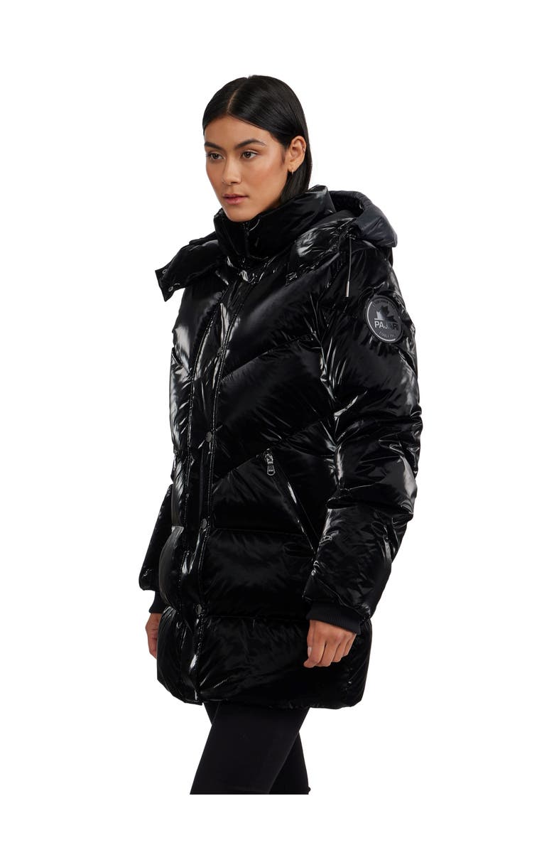 Pajar Women's Estelle Mixed Chevron Quilted Puffer with Detachable Hood, Alternate, color, Black