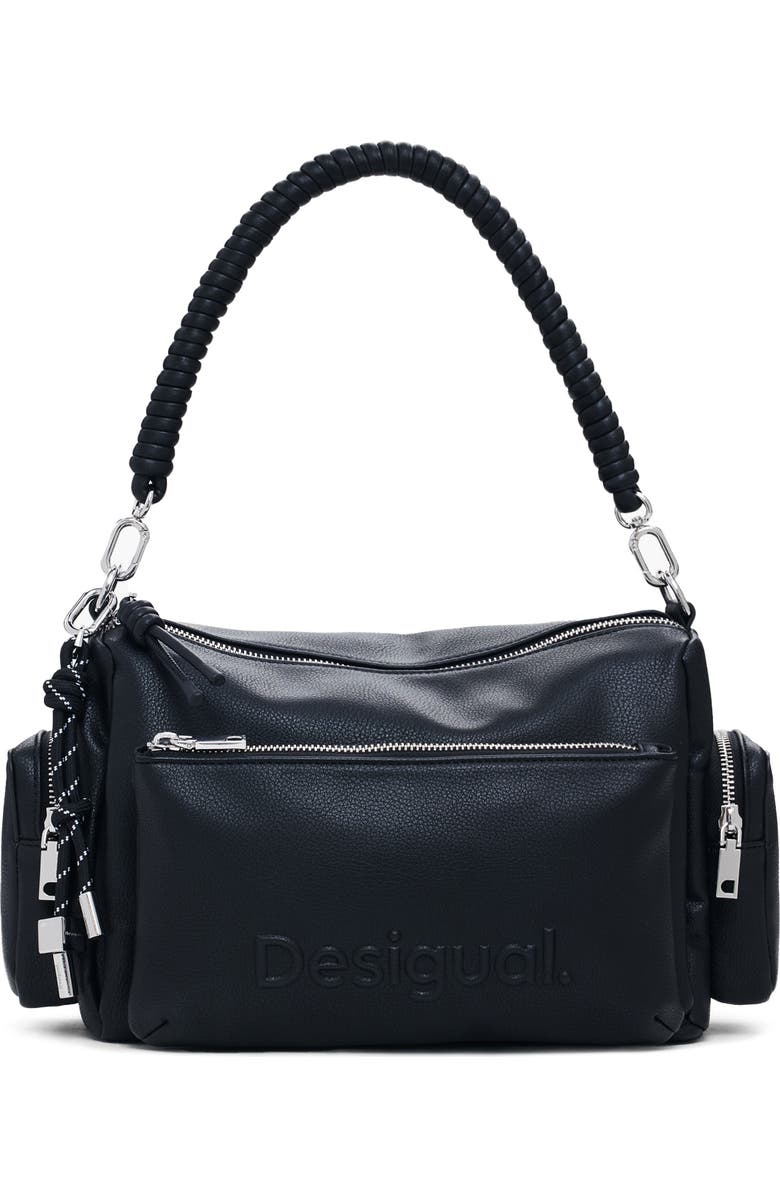 Desigual Faux Leather Shoulder Bag, Main, color, Black