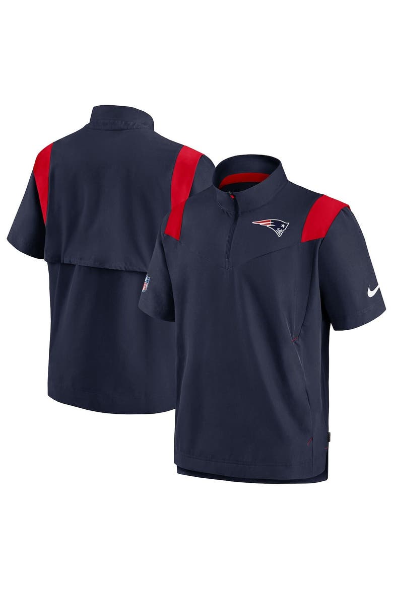 Men's Nike Navy New England Patriots Sideline Coaches Chevron Lockup Pullover Top, Main, color, Navy