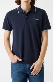 GUESS JEANS Logo Embroidered Tipped Polo
