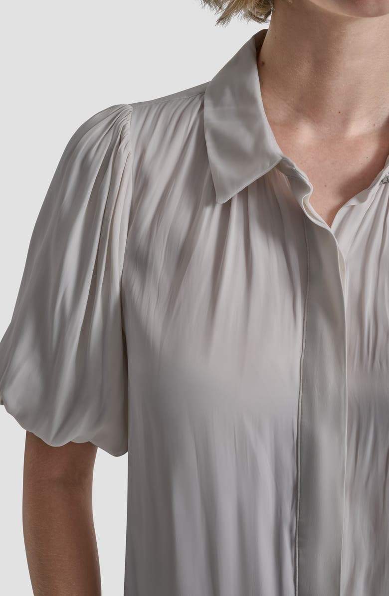 DKNY Park Satin Shirt, Alternate, color, Ivory