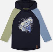 Deux par Deux Raglan Hooded Cotton Graphic T-Shirt