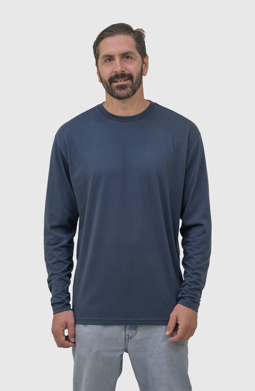 Epic Fits White Long Sleeve Crew Neck T-shirt In Blue