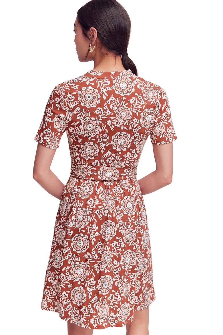 Daisy Short Sleeve Cotton Blend Jersey Dress, Alternate, color, BARN RED, DECORATIVE BLOSSOM