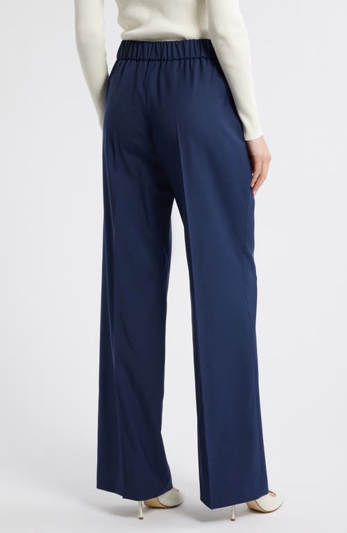 Hugo Boss Boss Toyal Pull-on Virgin Wool Flare Pants In Blue