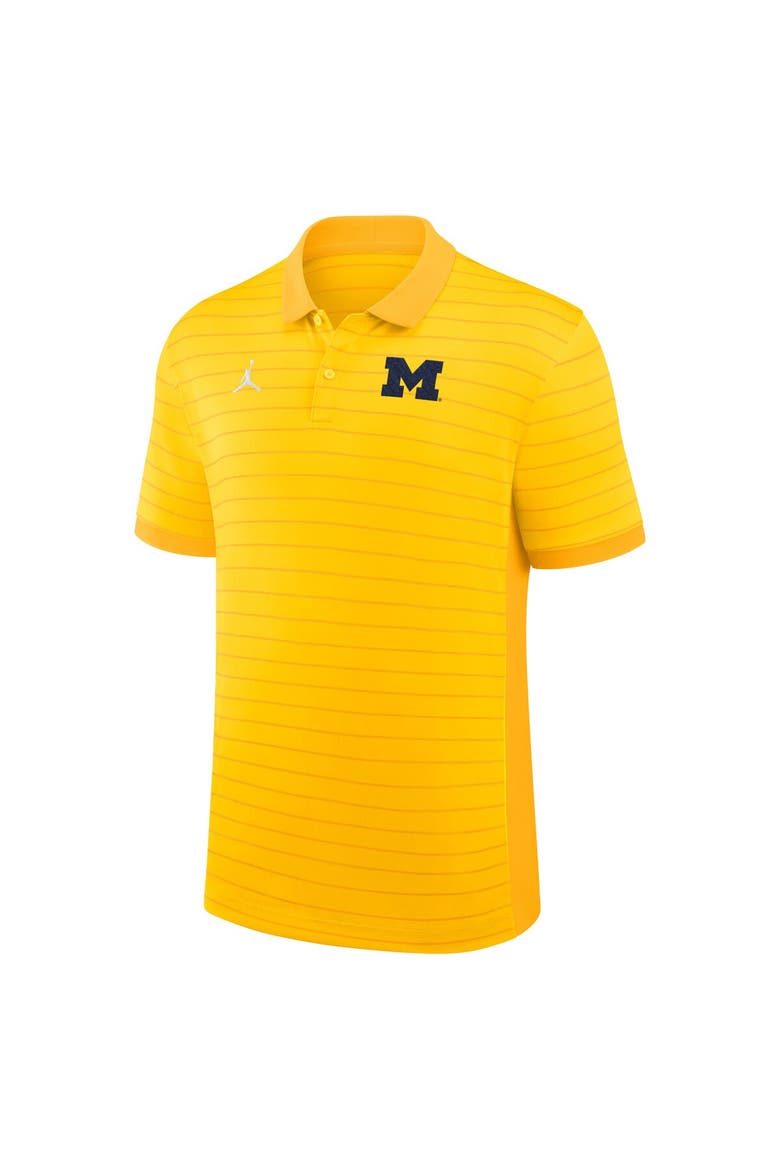 Men's Jordan Brand Maize Michigan Wolverines 2025 Early Season Coaches Sideline Victory Stripe Performance Polo, Alternate, color, Maize