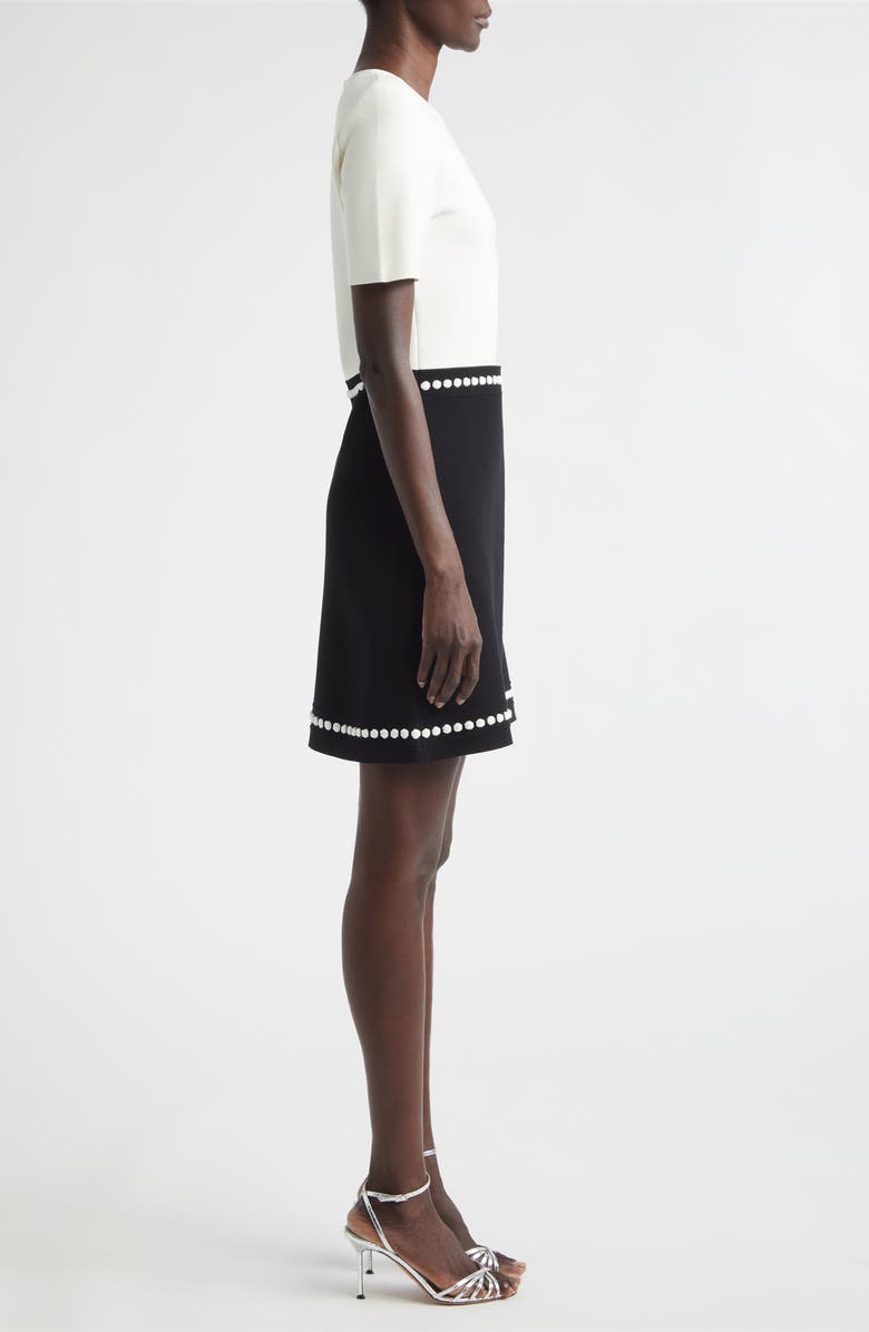 Oscar de la Renta Bubble Trim Colorblock Knit Sheath Dress, Alternate, color, Black/ White