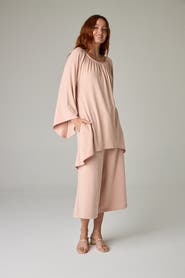 eavolu Peyto Eco-Luxe Rib Off-Shoulder Flutter Tunic/Dress - Ultra-Luxe Flow