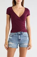 Madden Girl Short Sleeve Wrap Top