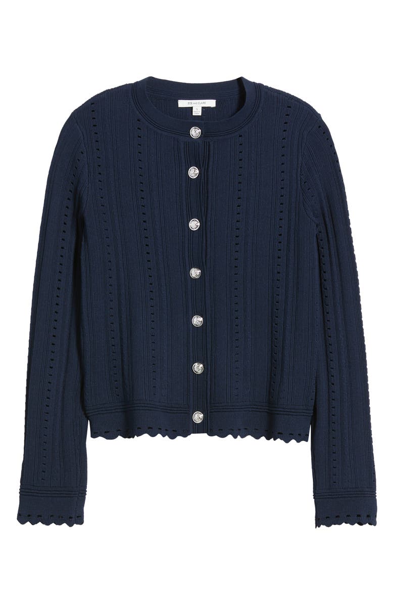 ZOE AND CLAIRE Scalloped Button Front Cardigan, Alternate, color, 