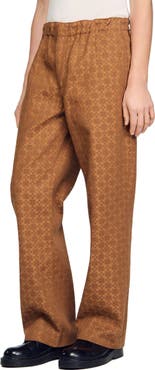 SANDRO Wide-leg jacquard SquareCross jeans